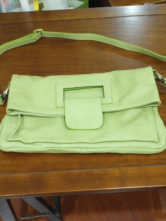 Avorio Green Italian Leather Handbag Envelope Clutch Crossbody Purse - Picture 12 of 12